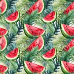 Melon d'eau et feuillage vert