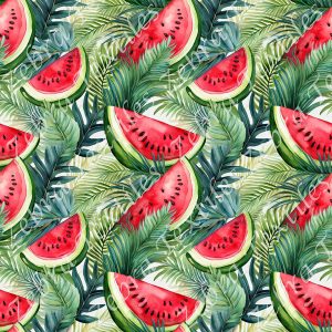 Melon d'eau et feuillage vert