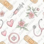 Pansement et seringue floral rose