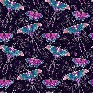 Papillon lune mauve aqua