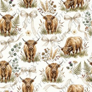 Vache highland boho et ruban