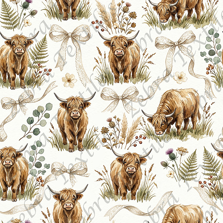 Vache highland boho et ruban