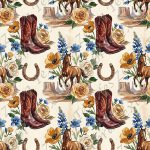 Western floral bleu fond crème