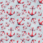 Ancre de bateau rouge fond bleu