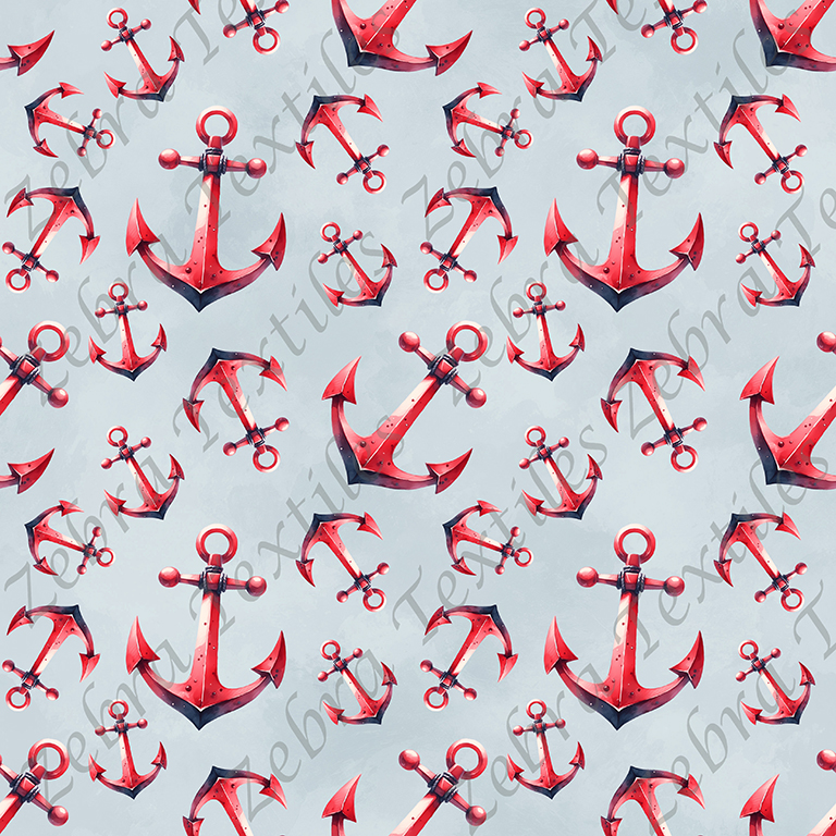 Ancre de bateau rouge fond bleu
