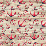 Ancre de bateau rouge fond bois