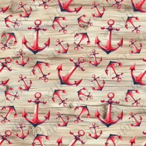 Ancre de bateau rouge fond bois