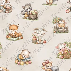 Animaux aux pommes fond taupe