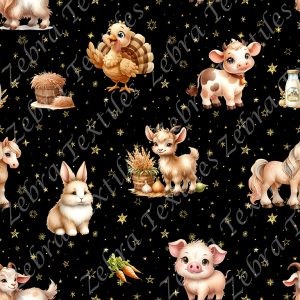 Animaux de la ferme mignon fond étoilé