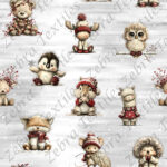 Animaux lainage rouge fond gris