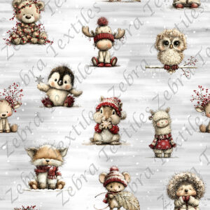 Animaux lainage rouge fond gris