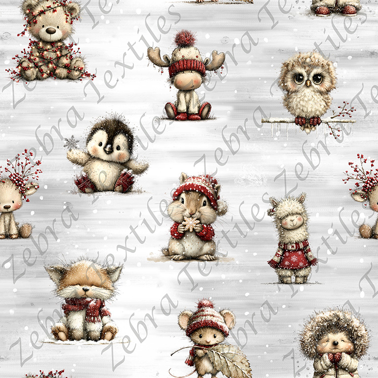 Animaux lainage rouge fond gris