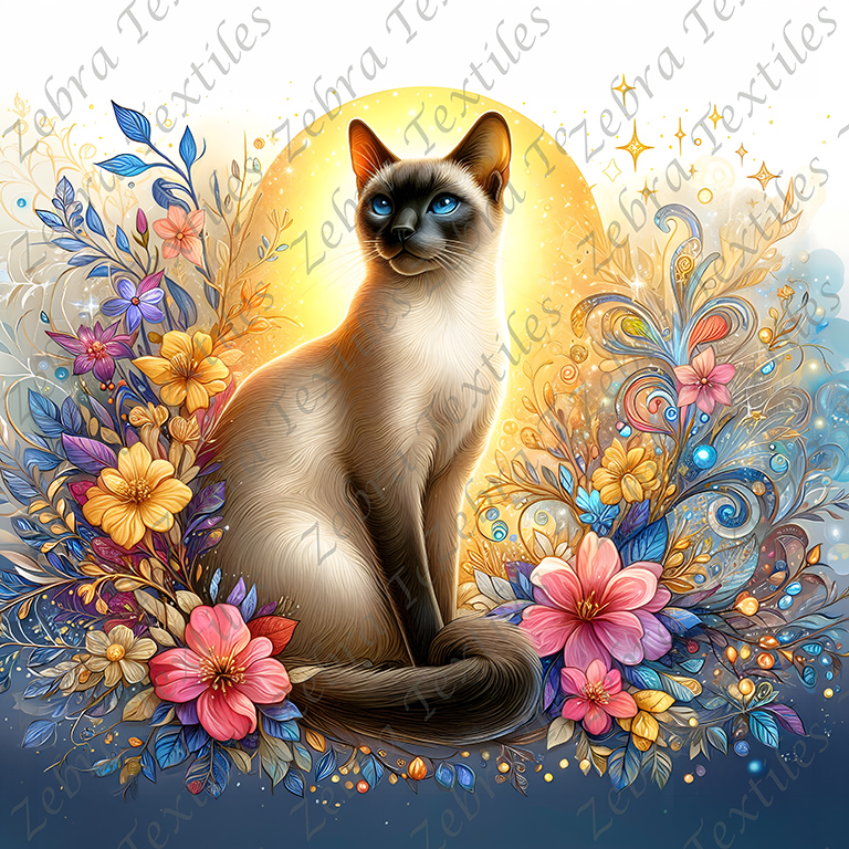 Chat siamois floral