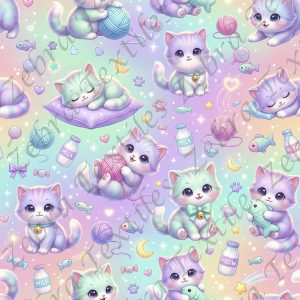 Chaton pastel et balle de laine