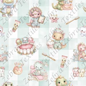 Dino dentiste fond plaid