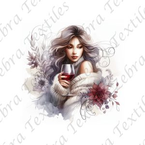 Fille chic et coupe de vin aquarelle