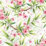 Floral rose et feuillage de bambou fond feuillage