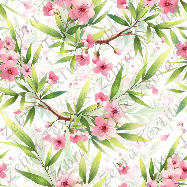 Floral rose et feuillage de bambou fond feuillage