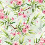 Floral rose et feuillage de bambou fond vert
