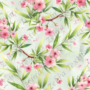 Floral rose et feuillage de bambou fond vert