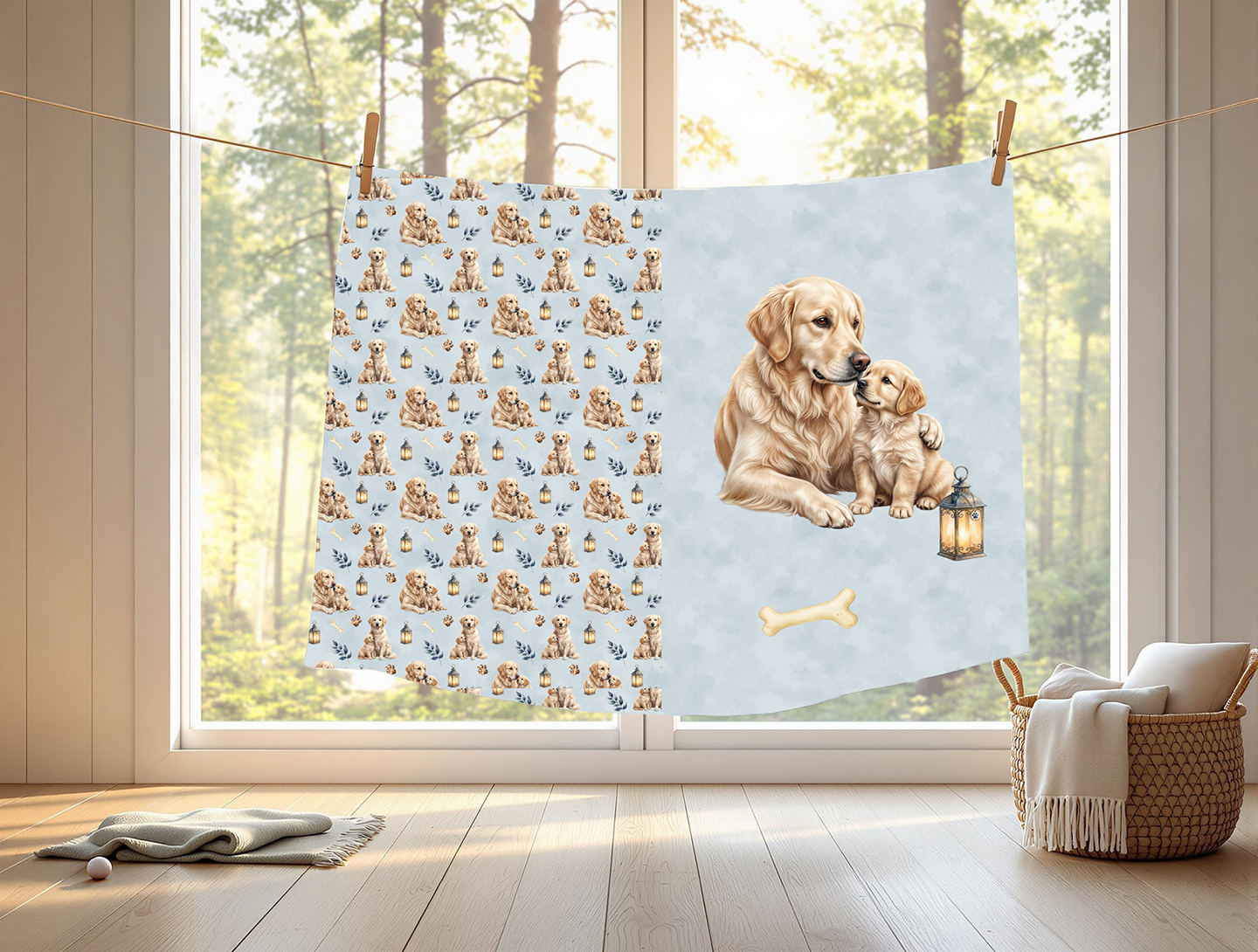 Golden blond fond bleu