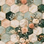 Hexagone vert sauge floral