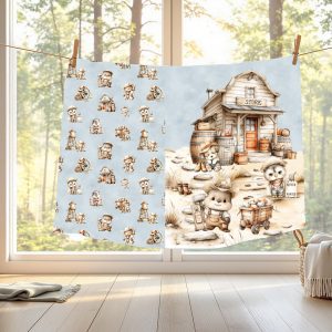 Hibou western fond bleu