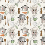 Lapin cuisinier et carotte fond taupe