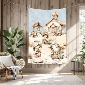 Lapin western fond bleu