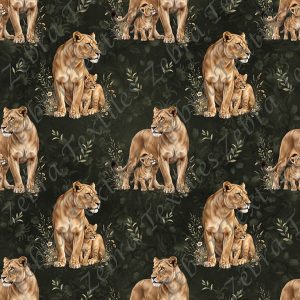 Lionne et bébé fond vert