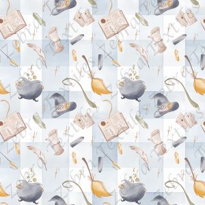 Livre de sorcellerie fond plaid