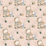 Ourson et lapin citrouille fond beige