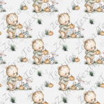 Ourson et lapin citrouille fond gris