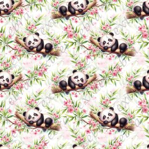 Panda dodo floral rose fond feuillage