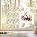 Panda dodo floral rose fond feuillage