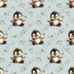 Pingouin branchage fond pois
