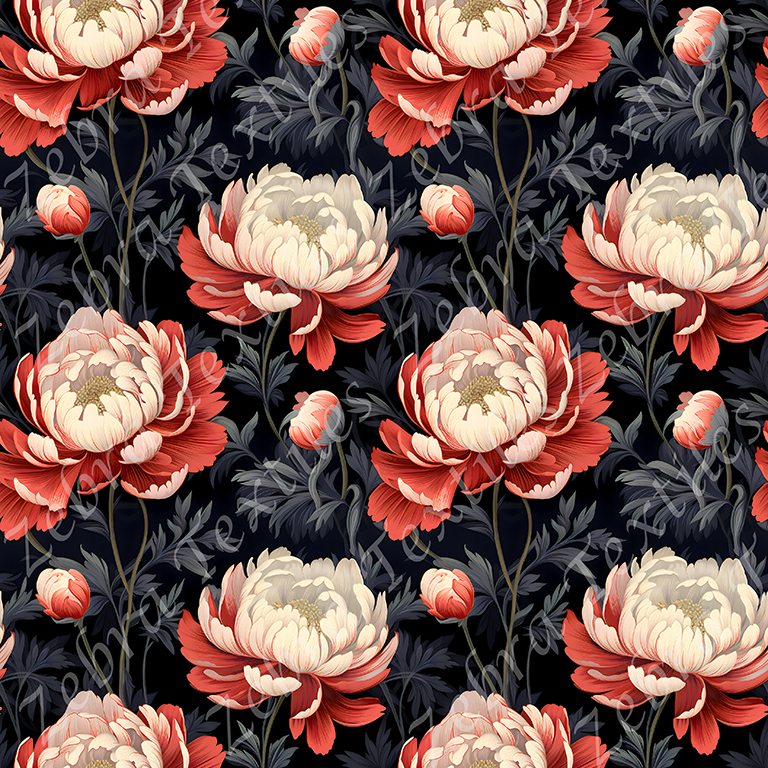 Pivoine rouge crème