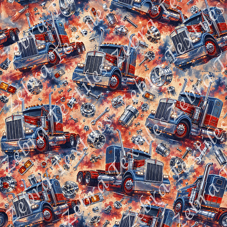 Poids lourd rouge et bleu fond rouge