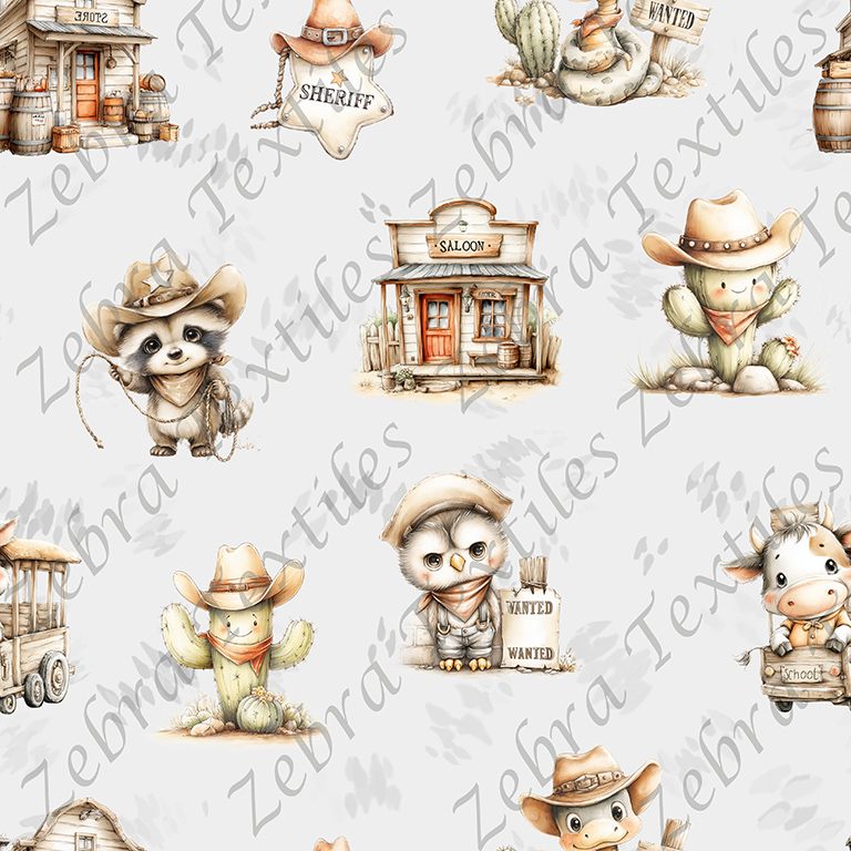 Raton western et ses amis fond gris