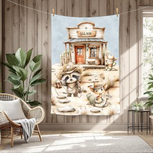 Raton western fond bleu