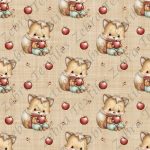Renard mignon et pomme fond sable