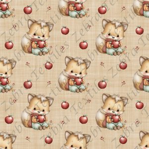 Renard mignon et pomme fond sable