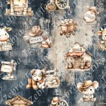 Vache et souris western fond grunge