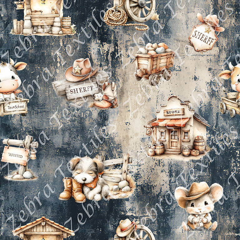 Vache et souris western fond grunge