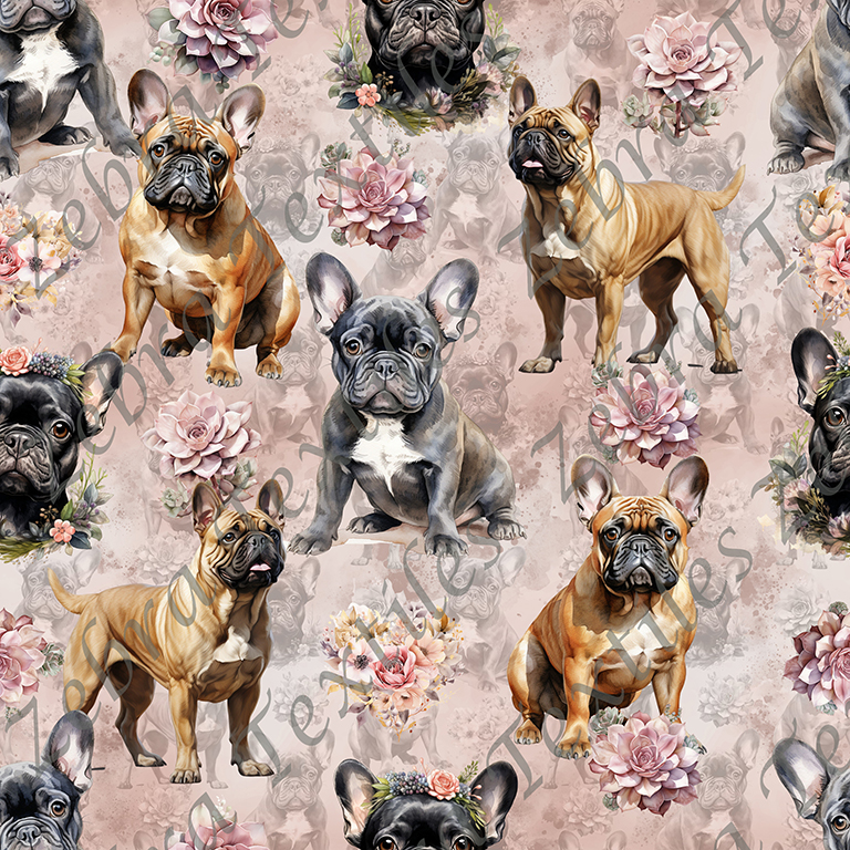 Bouledogue français floral