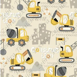 Camion construction jaune et bâtisse fond crème