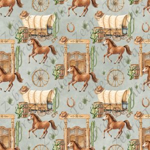 Cheval charrette et porte fond vert