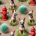 Chien et borne fontaine rouge