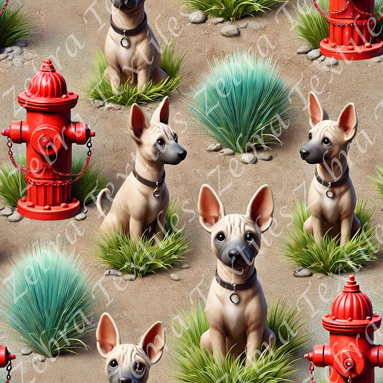 Chien et borne fontaine rouge