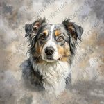 Chien fluffy fond aquarelle